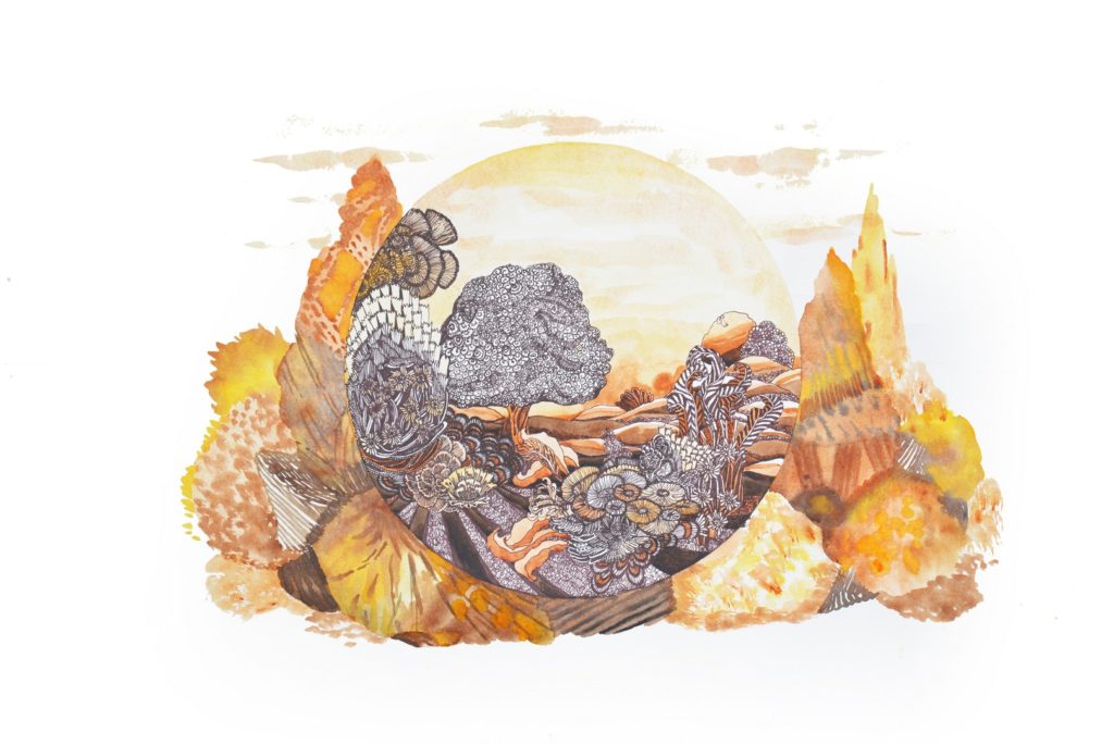 Seasons - 25 | water color & dry point pen on paper | 10.5 inches circle (SOLD OUT)